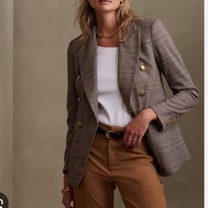 Banana Republic Double Breasted Checkered Blazer with Gold Accents